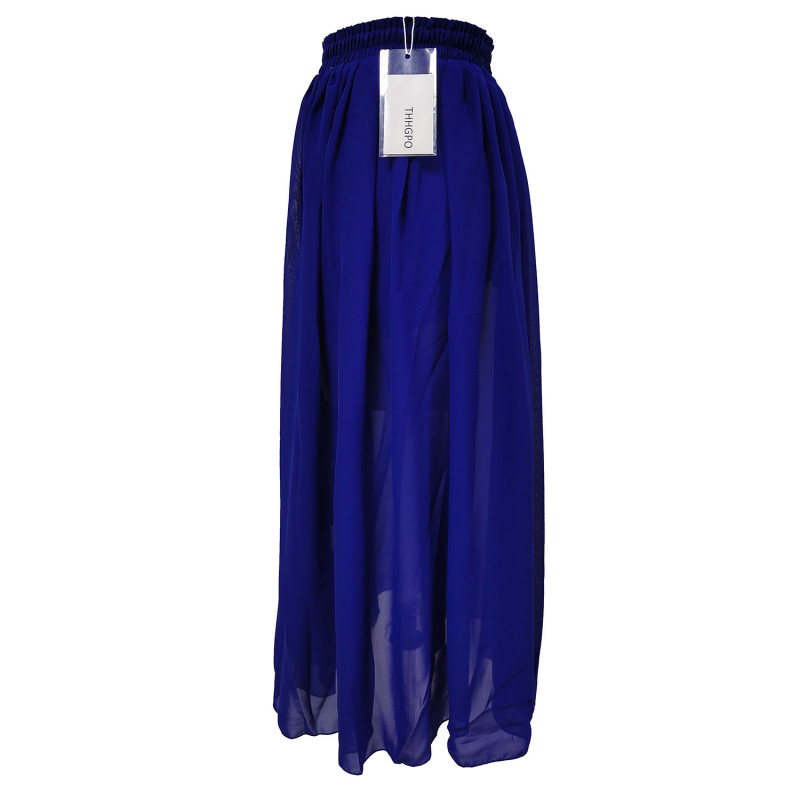 THHGPO Blue Women's Long Beach Skirt Elastic Waistband Chiffon Maxi Skirts Maternity THHGPO Blue Women's Long Beach Skirt Elastic Waistband Chiffon Maxi Skirts Maternity